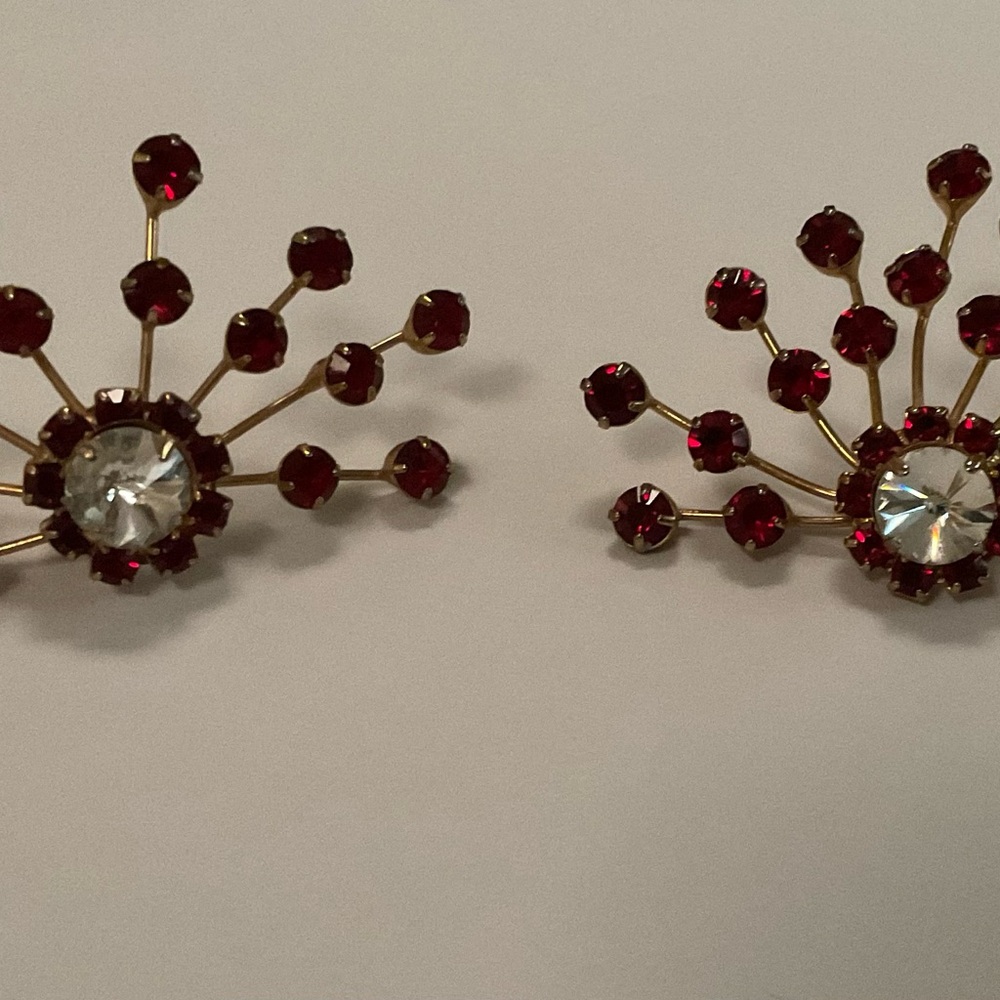 Elegant Red and Gold Crystal Earrings
